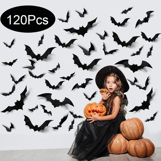 3D Halloween Bat Wall Stickers – Removable Spooky Décor for Home or Party
