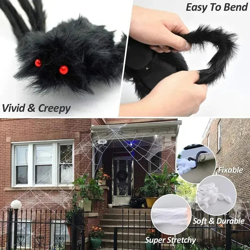 Giant Hairy Halloween Spider – Scary Outdoor Decoration for Haunted Scenes