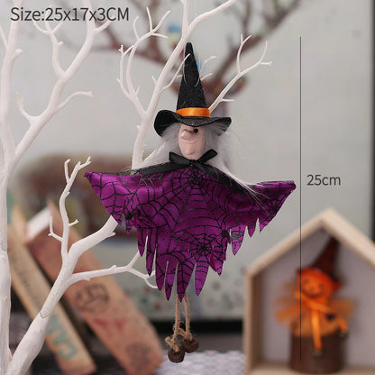 Halloween Hanging Witch & Pumpkin Dolls – Spooky Cute Tree Decorations for Home or Party