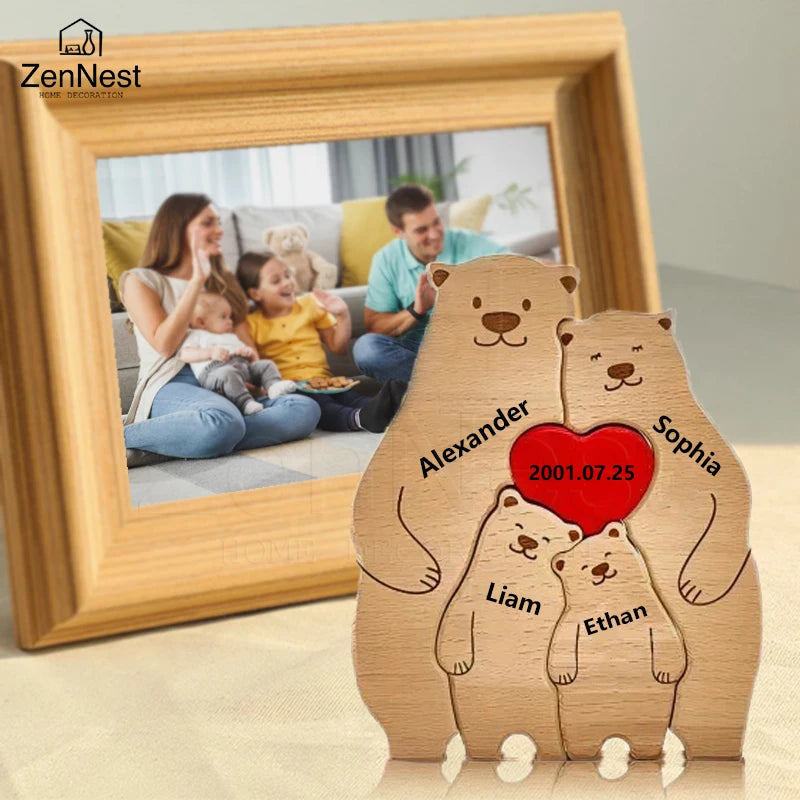 Celebrate Family with a Personal Touch – Custom Wooden Bear Puzzle