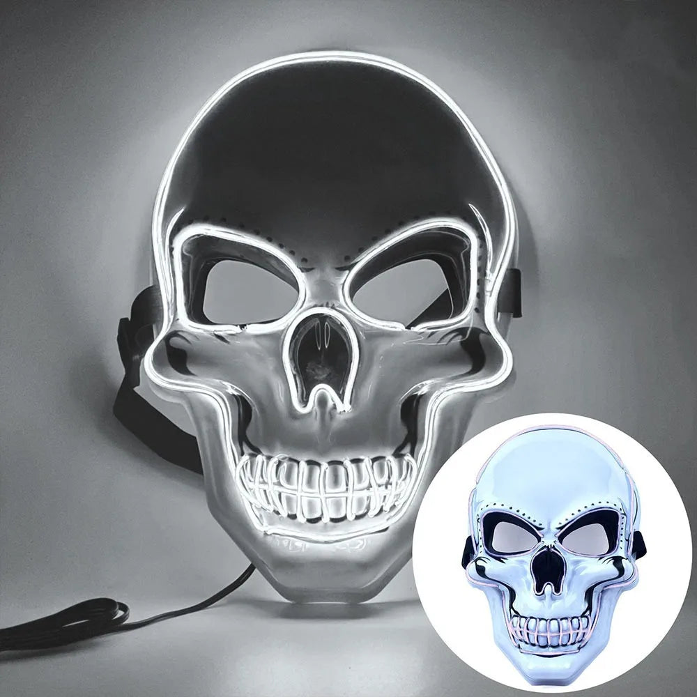 LED Skull Mask – Glowing Halloween Costume for Night Parties & Cosplay