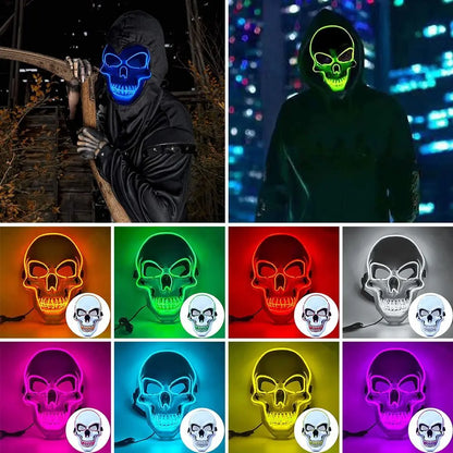 LED Skull Mask – Glowing Halloween Costume for Night Parties & Cosplay