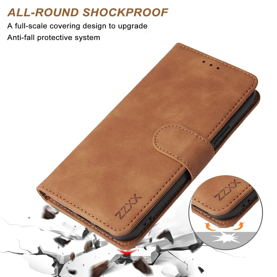 Magnetic Leather Wallet Case – Style, Safety and Smart Storage in One. For iPhone 13 to 15 Series