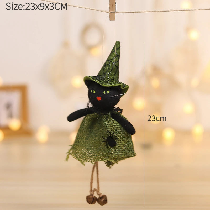 Halloween Hanging Witch & Pumpkin Dolls – Spooky Cute Tree Decorations for Home or Party