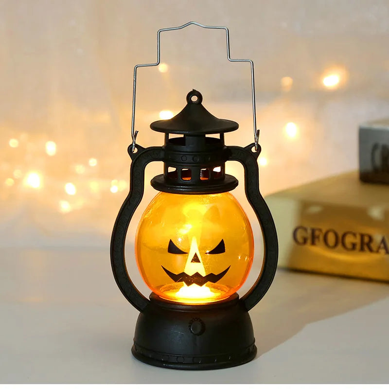 Haunted Pumpkin Lantern – Retro LED Halloween Light for Spooky Indoor & Outdoor Decor