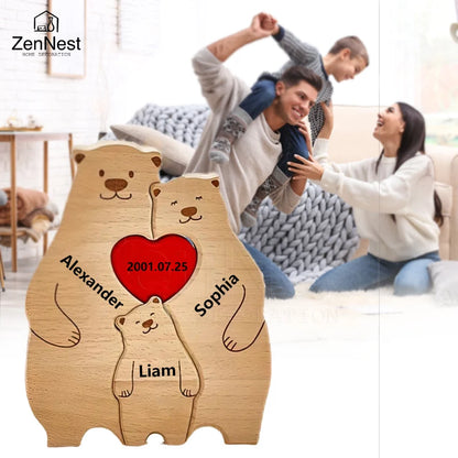 Celebrate Family with a Personal Touch – Custom Wooden Bear Puzzle