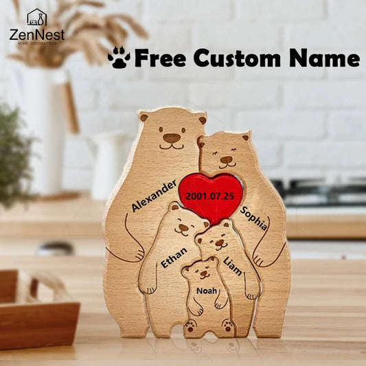 Celebrate Family with a Personal Touch – Custom Wooden Bear Puzzle