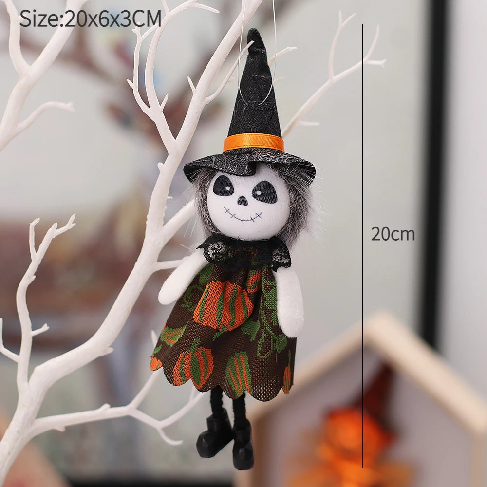 Halloween Hanging Witch & Pumpkin Dolls – Spooky Cute Tree Decorations for Home or Party