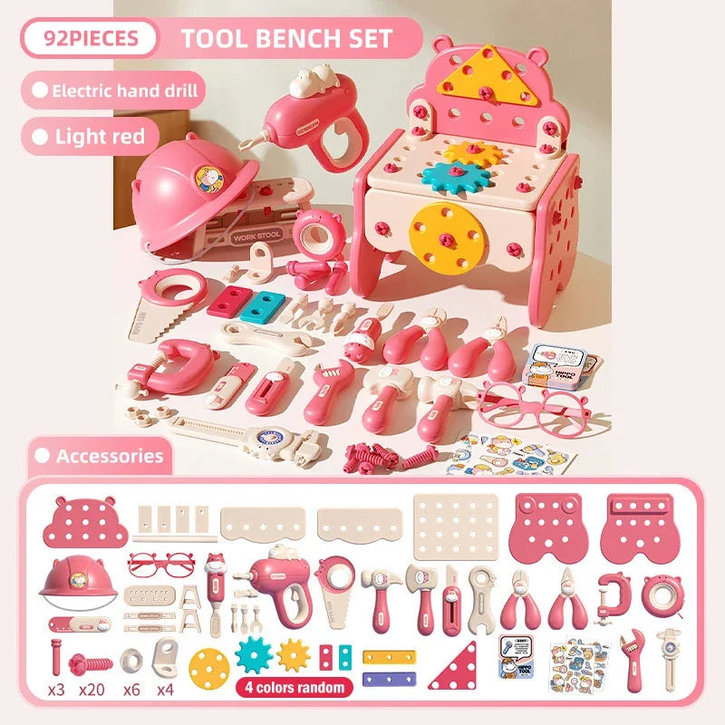 Kids' Tool Set with Electric Drill – Pretend Play Construction Toolbox for Toddlers & Preschoolers (3+ Years)