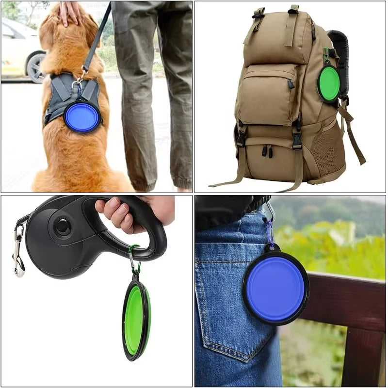 2-in-1 Foldable Silicone Pet Feeder – Portable Food & Water Bowl for Travel