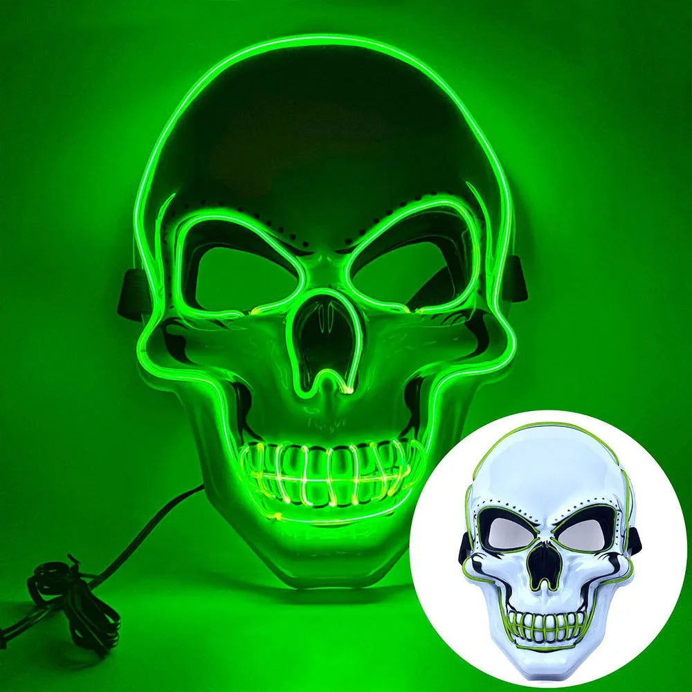 LED Skull Mask – Glowing Halloween Costume for Night Parties & Cosplay
