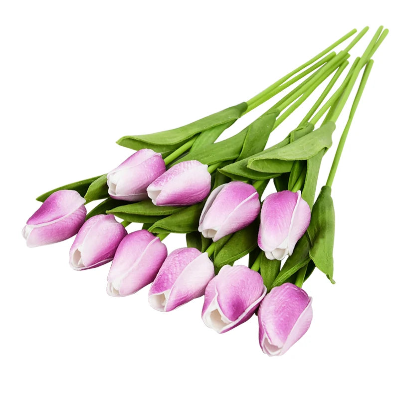 10PCS Realistic Artificial Tulip Bouquet – Everlasting Beauty in Full Bloom