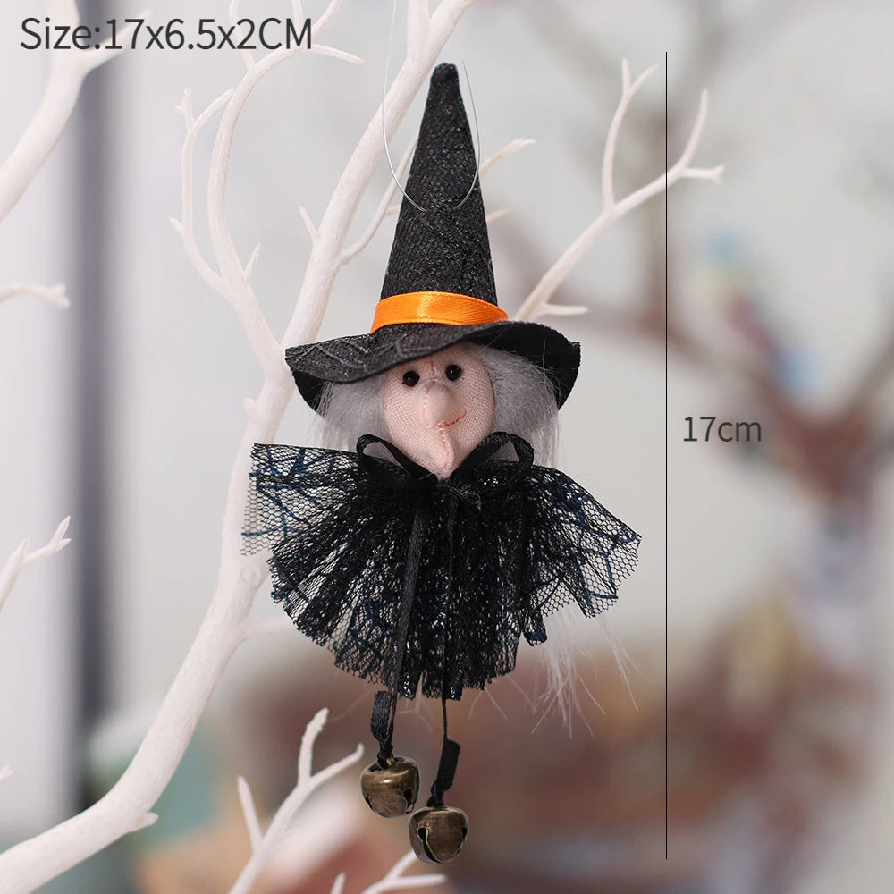 Halloween Hanging Witch & Pumpkin Dolls – Spooky Cute Tree Decorations for Home or Party