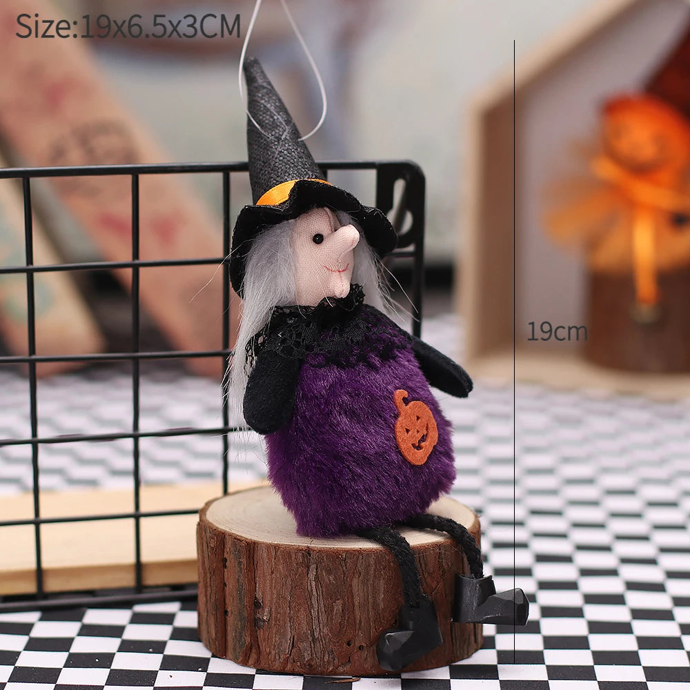Halloween Hanging Witch & Pumpkin Dolls – Spooky Cute Tree Decorations for Home or Party