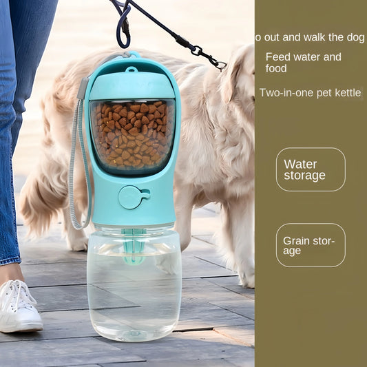 2-in-1 Portable Pet Water Bottle with Food Storage – Leakproof Travel Feeder for Dogs & Cats