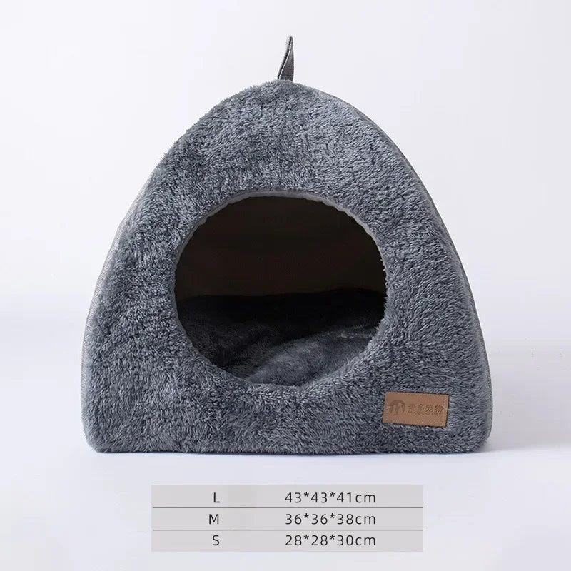 Snug Triangle Cat House – Soft Fleece Indoor Nest for Deep Sleep & Comfort