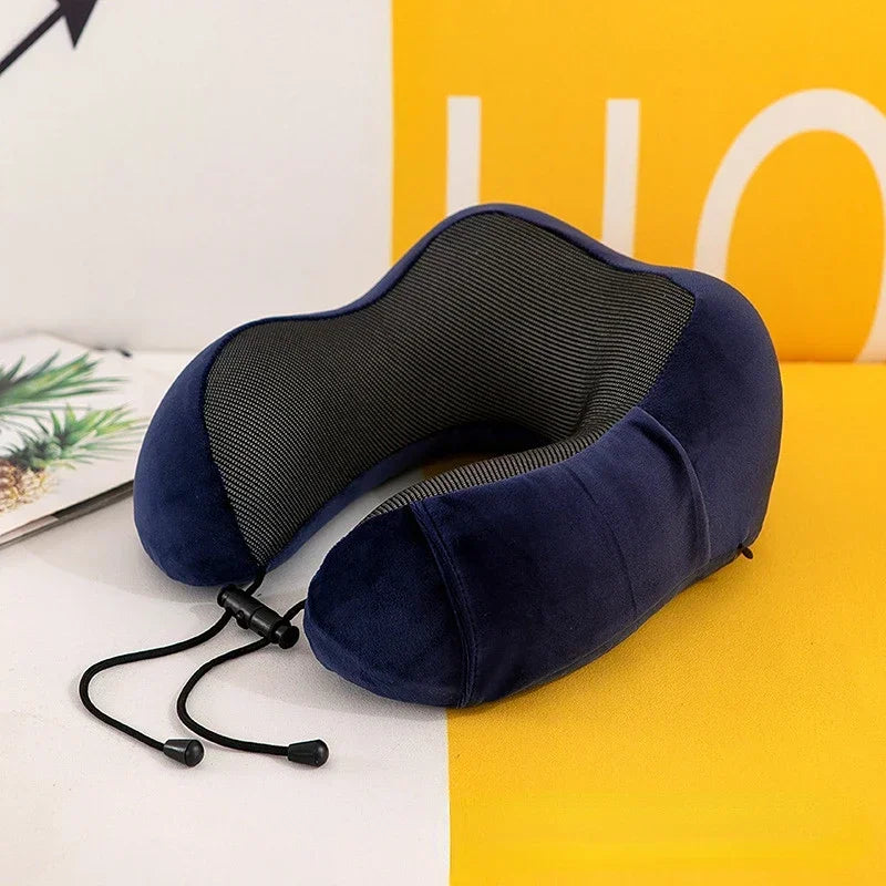 Memory Foam Travel Neck Pillow – U-Shaped Orthopaedic Support Cushion for Airplane & Home Use