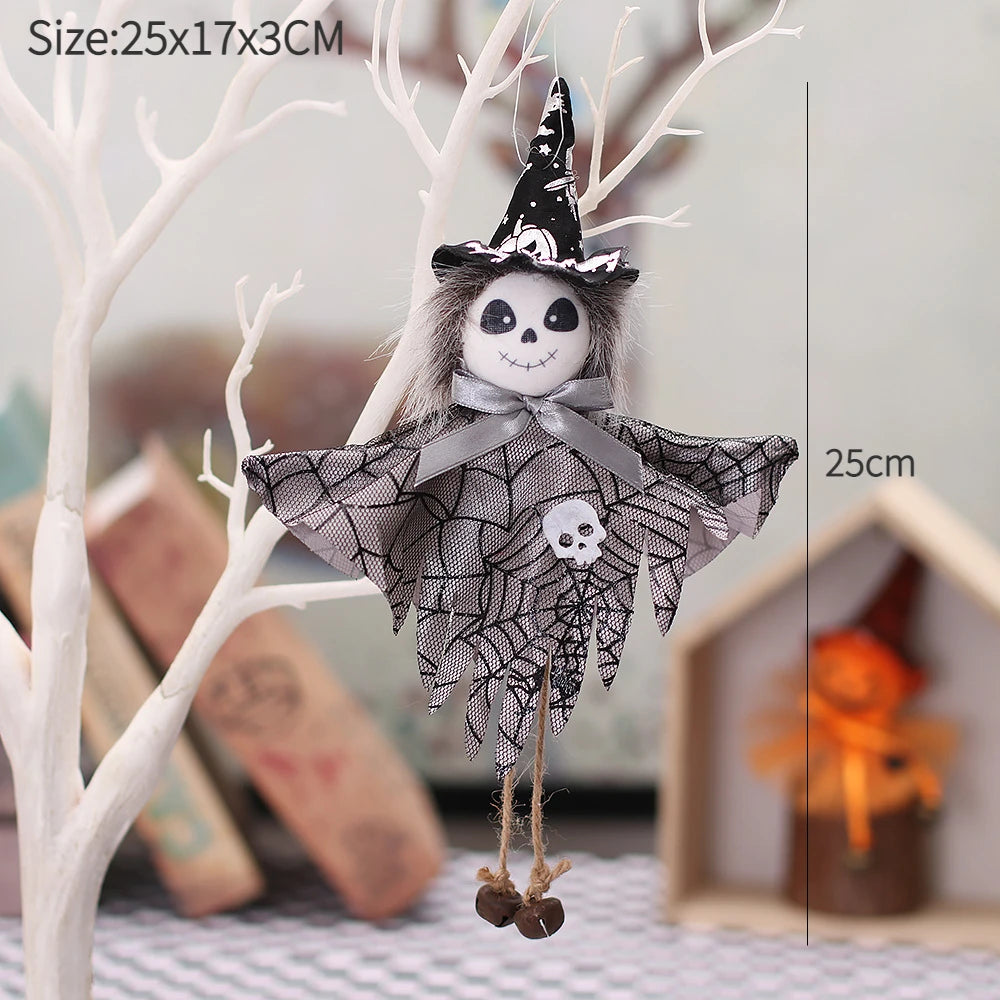 Halloween Hanging Witch & Pumpkin Dolls – Spooky Cute Tree Decorations for Home or Party
